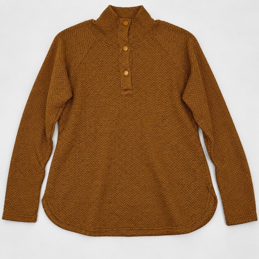 Columbia Sunday Summit Hoodie Rust Brown Herringbone Snap Fleece Pullover Size M
